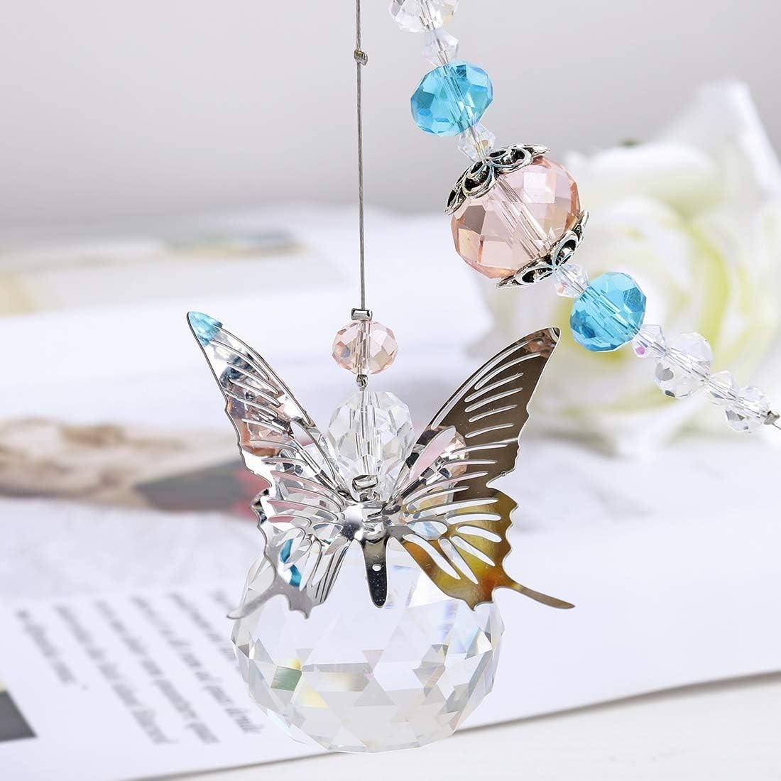 Stunning Handmade Butterfly Crystal Prism Suncatcher - Light & Rainbow Effects