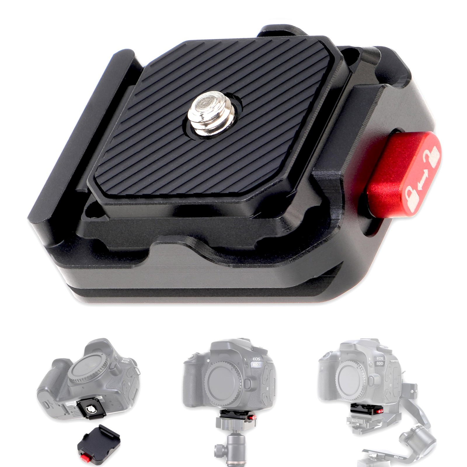 Quick Release Plate Kit Camera Tripod Mount Clamp Adapter DSLR Gimbal Head