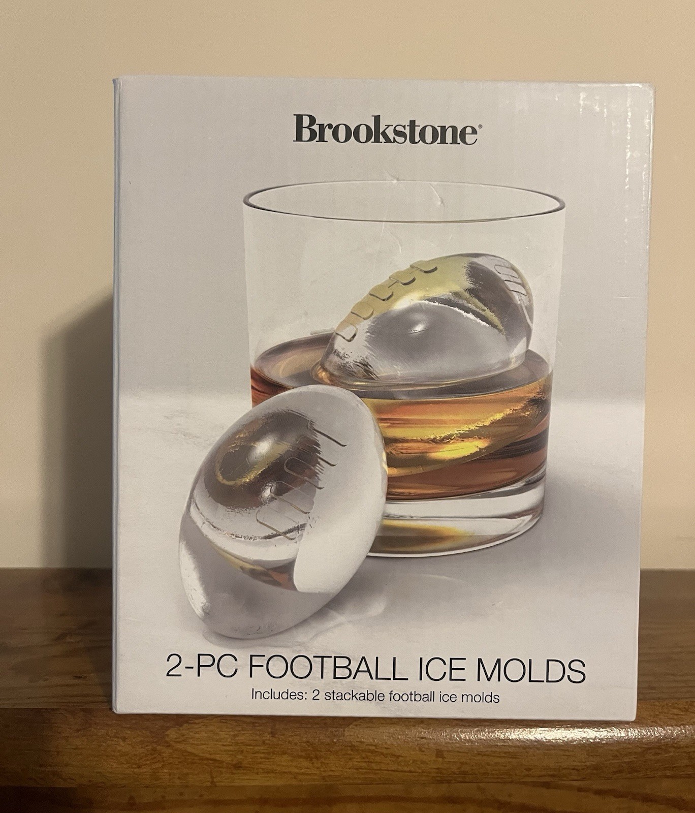 Brookstone Football Ice Molds for Whiskey Scotch Bourbon - 2 Piece - New in Box!