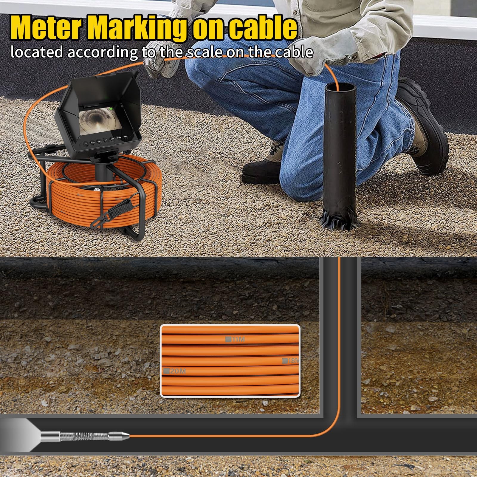 Sewer Camera 100FT/30M Borescopes Plumbing Snake Pipe Inspection Camera DVR &...