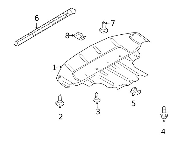 Genuine Audi Radiator Support Splash Shield Screw N-908-876-02