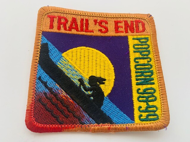 Advertising Patch Logo Emblem vtg patches sew on Trails End Popcorn 1998 canoe
