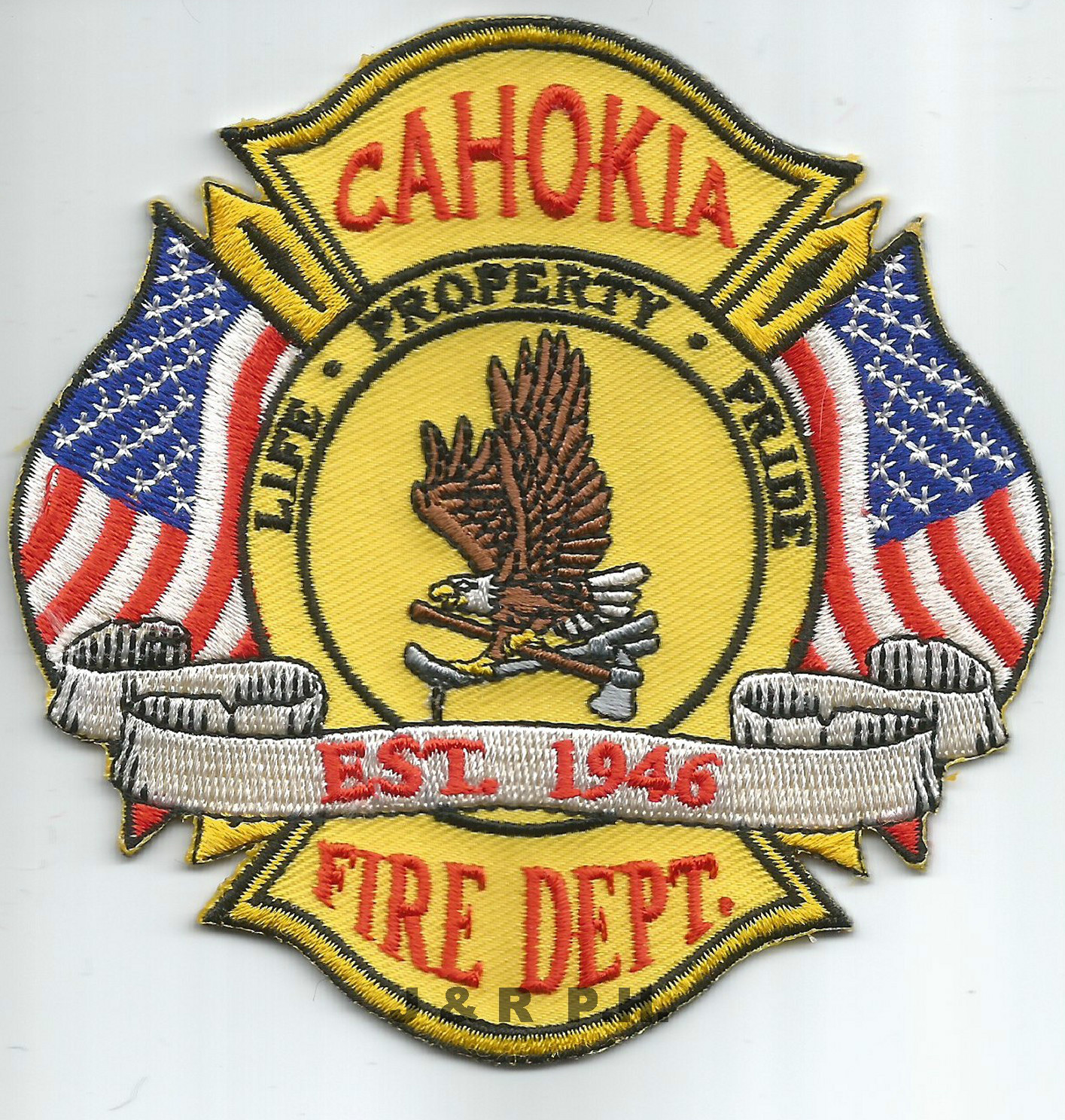Cahokia  "Life - Property - Pride", Indiana  (4" x 4" size)  fire patch