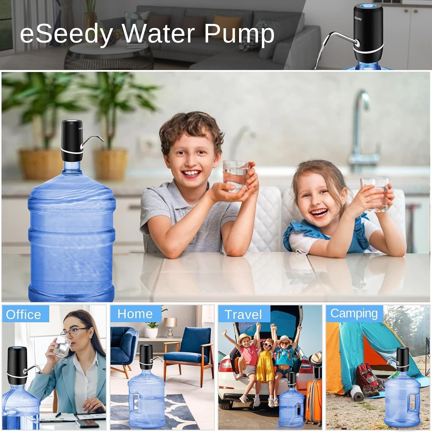 Rechargeable Water Dispenser for 5 Gallon Bottles - Fast Pumping, Compact Design