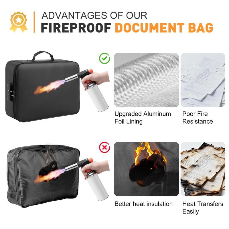 Fireproof Document Box with Lock - 8-Layer Structure, Waterproof - Secure