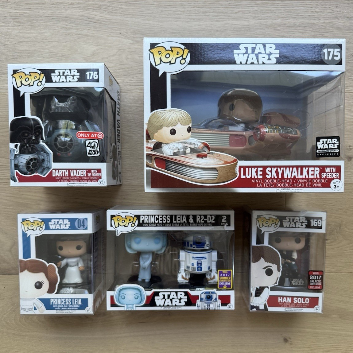 Star Wars A New Hope Funko Lot Exclusive Pops Luke Vader Leia R2-D2 Han
