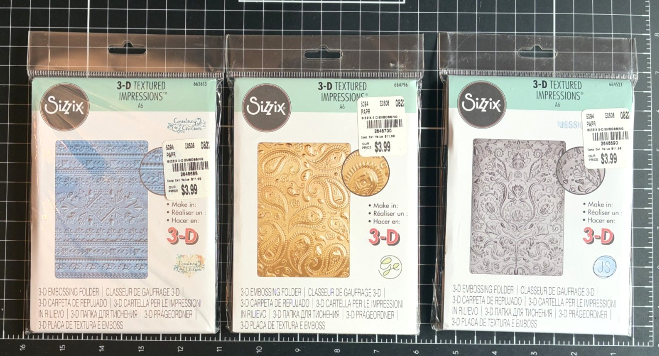 Sizzix 3-D Textured Impressions Embossing Folder FOLK ART PATTERN DOODLE PAISLEY