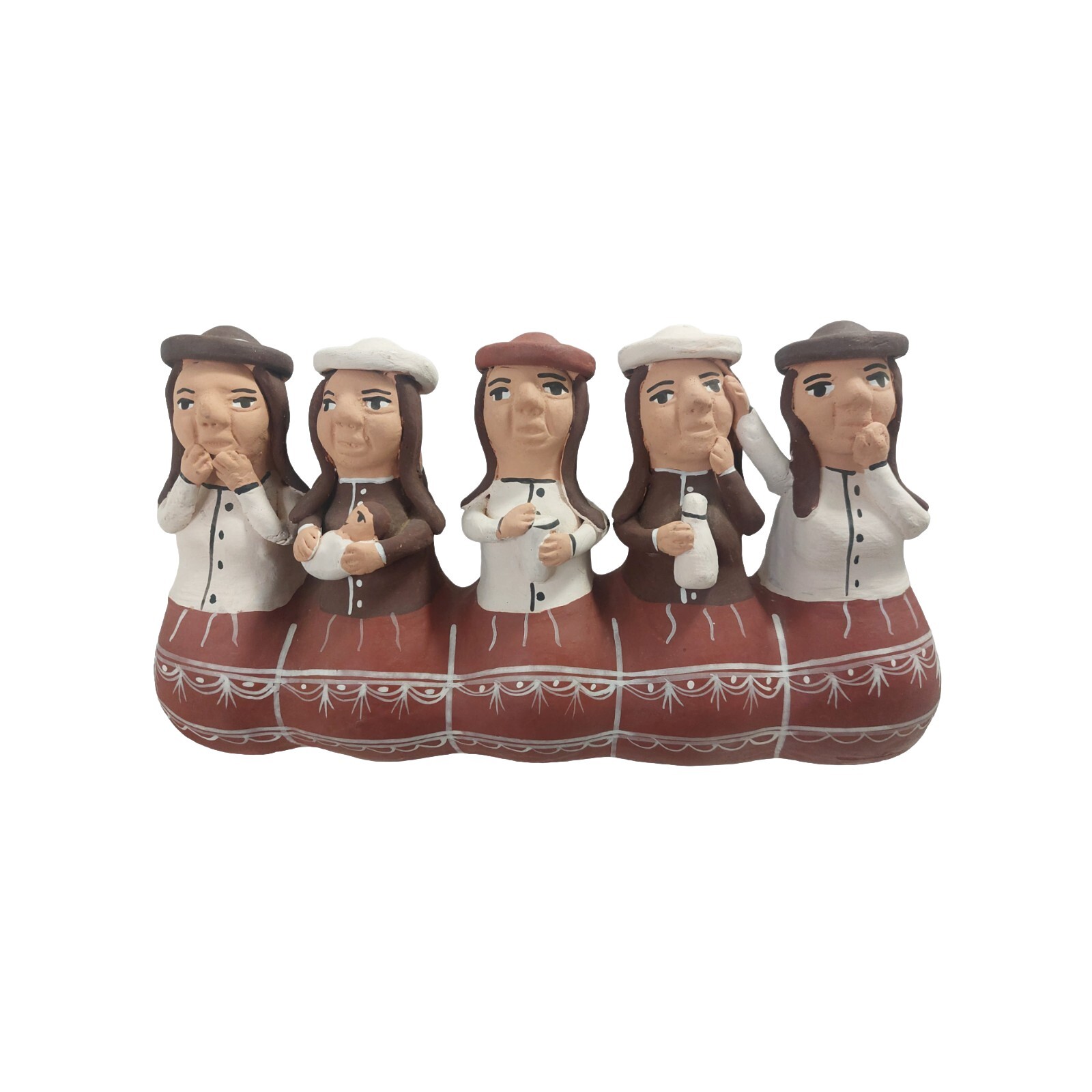 Peruvian Folk Art TerraCotta Figural Ladies Pottery Flute Handmade Instrument