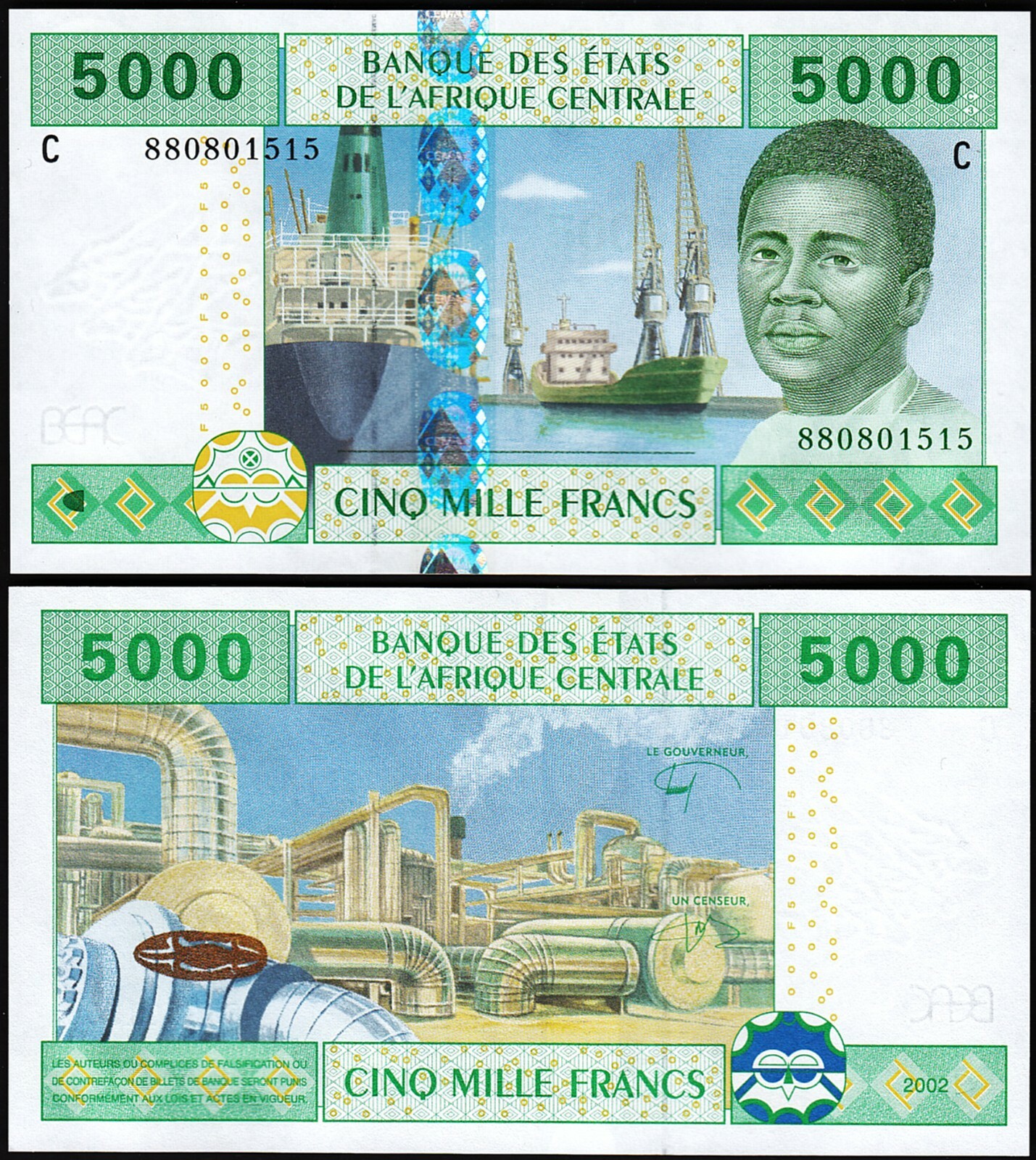 Central African States, CHAD 5000 Francs 2002, UNC- P-609C