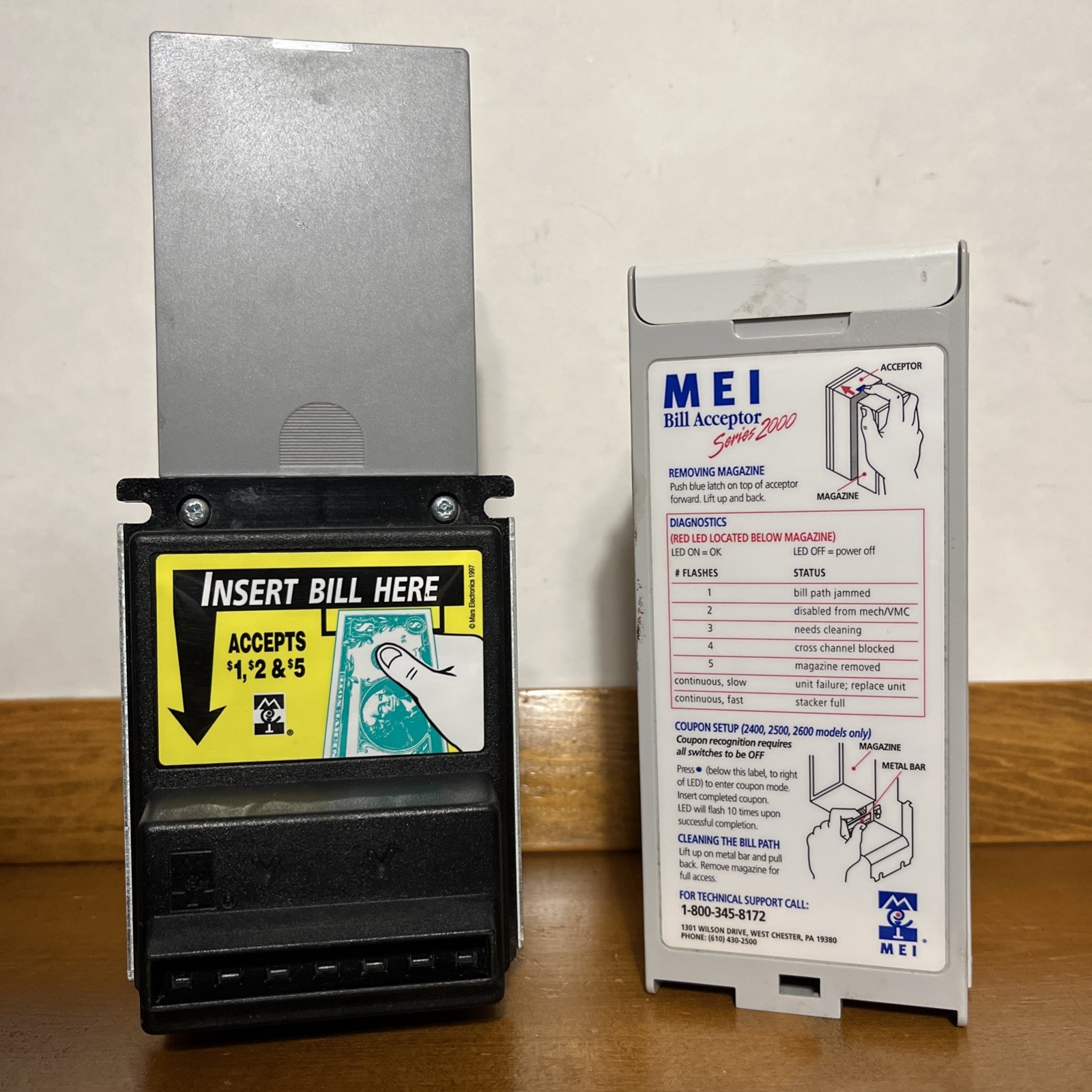 MARS AE2400 Series 2000 Bill Acceptor Arcade Vending Machine + Stacker Magazine