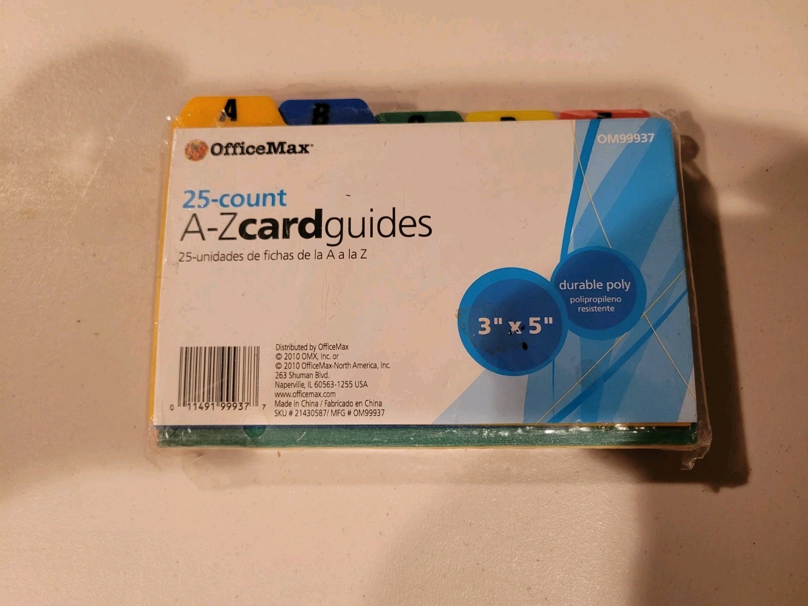 Office Max A-Z Durable Poly Card Guides 3" x 5" Office Organizer Card Set (NISP)