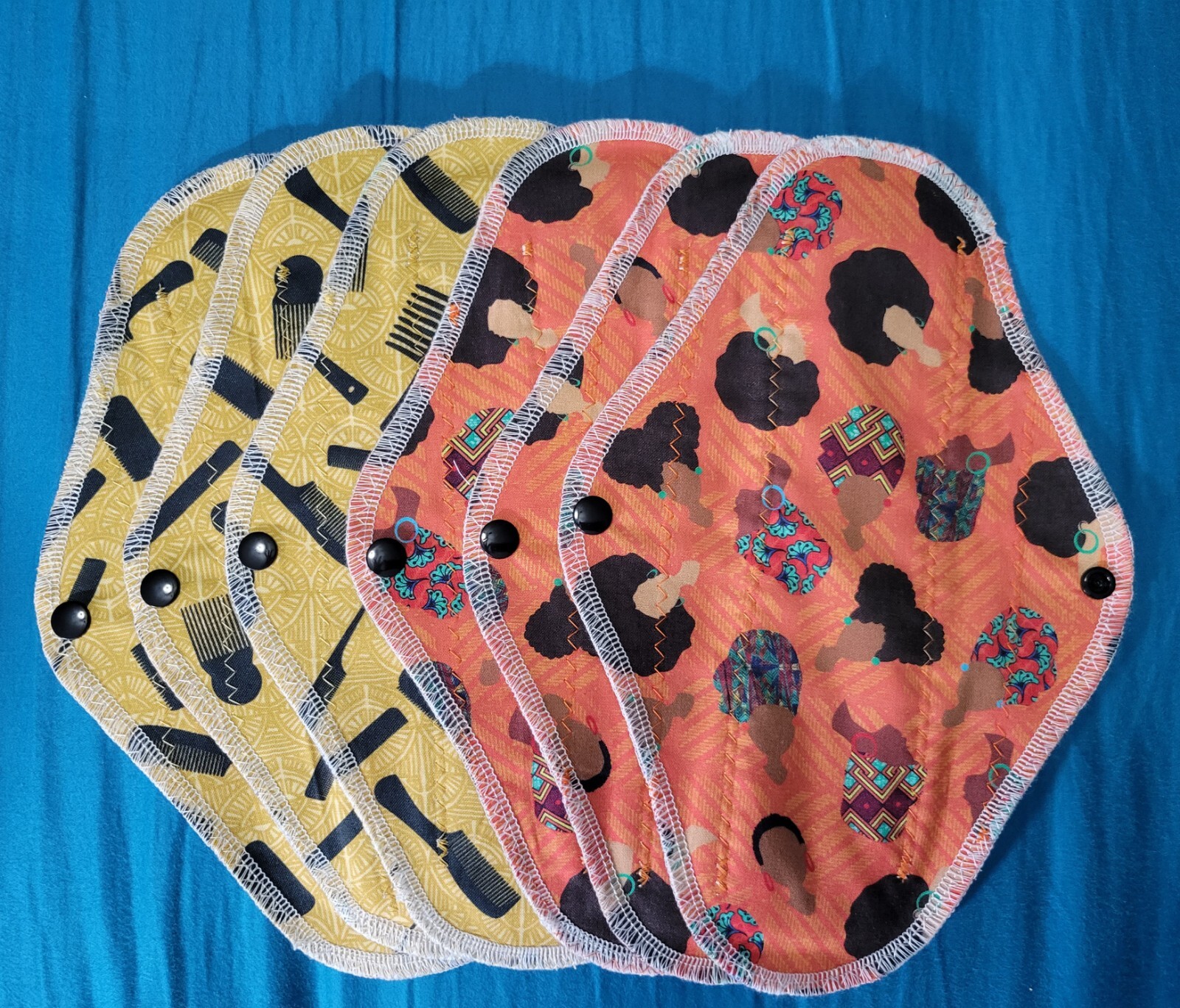 Set/6 Reusable Menstrual Pads (Coiffied Crowns) NWOT Momma Cloth