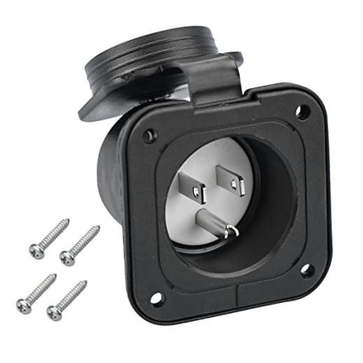 15 Amp Flanged Inlet Shore Power Plug NEMA 5-15 125V Electrical Outlet