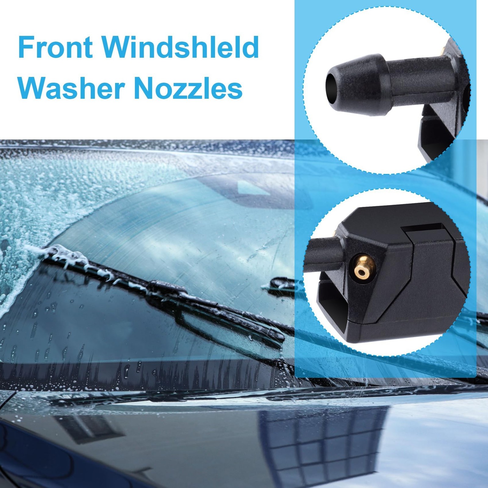 2pcs Adjustable Windshield Washer Nozzles, 3-Way Universal Aimable Car Front ...