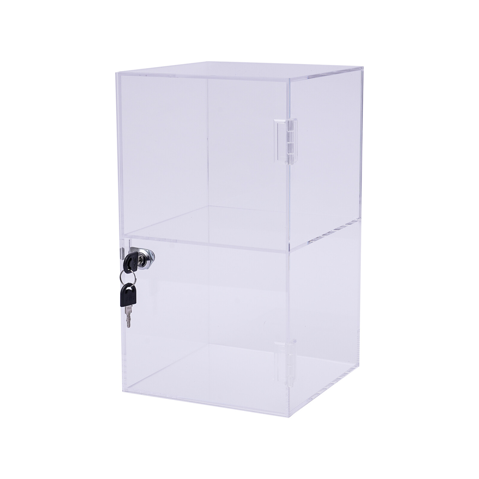 2-layers Countertop Display Case 20*20*35cm Locking Security Showcase Cabinet US