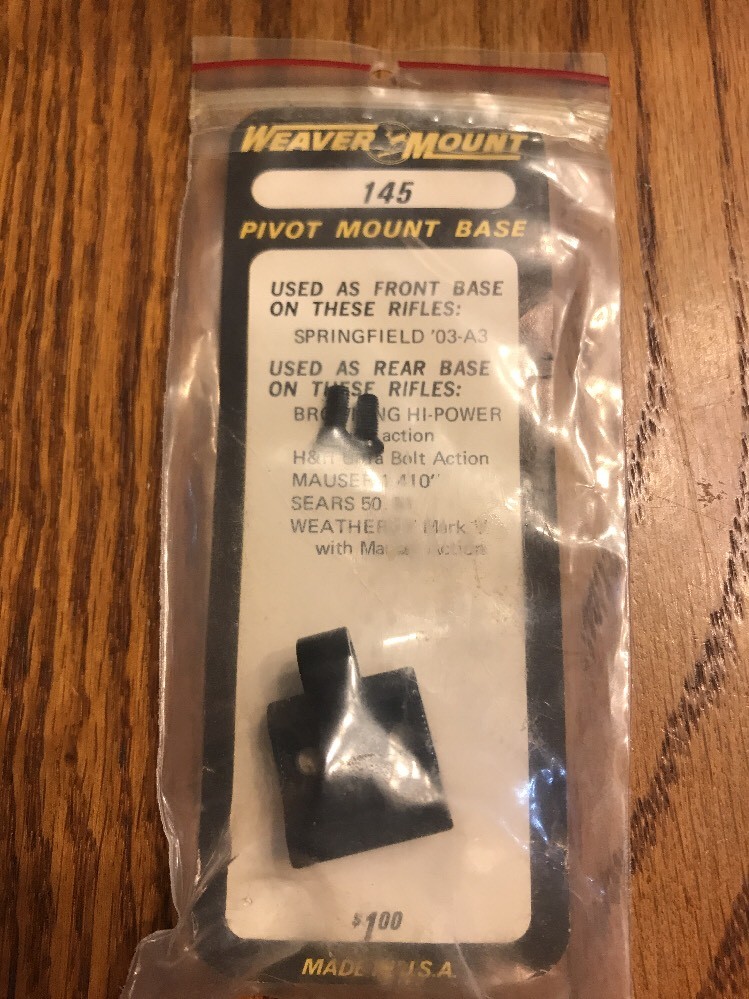 Weaver Mount 145 Pivot Mount Base Springfield ‘03-A3 Ships N 24hrs