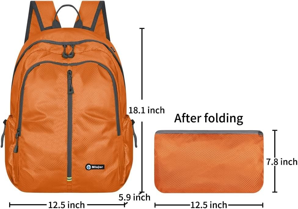Lightweight Packable Foldable Backpack, Hiking backpack,Travel Backpack Orange