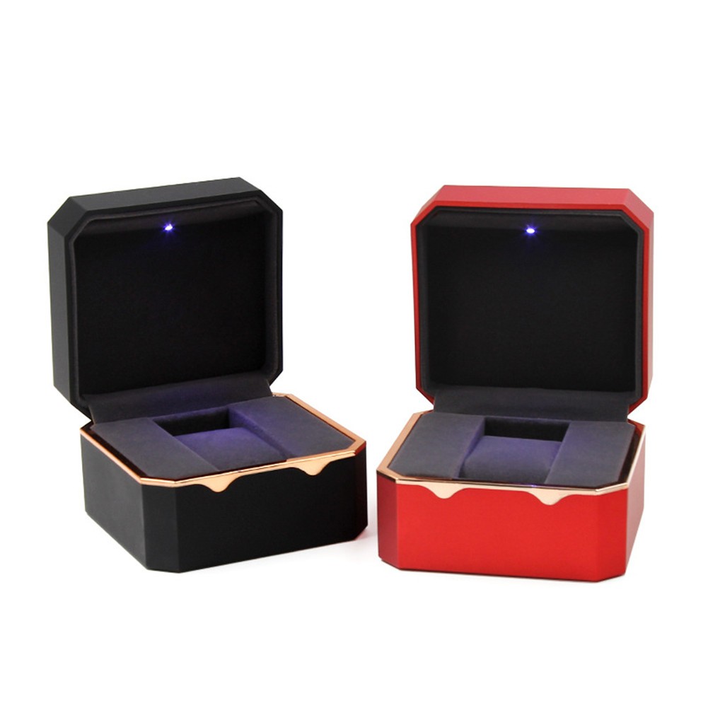 Single Slot LED Light Watch Case Antidust Display Storage Holder Luxury Gift Box