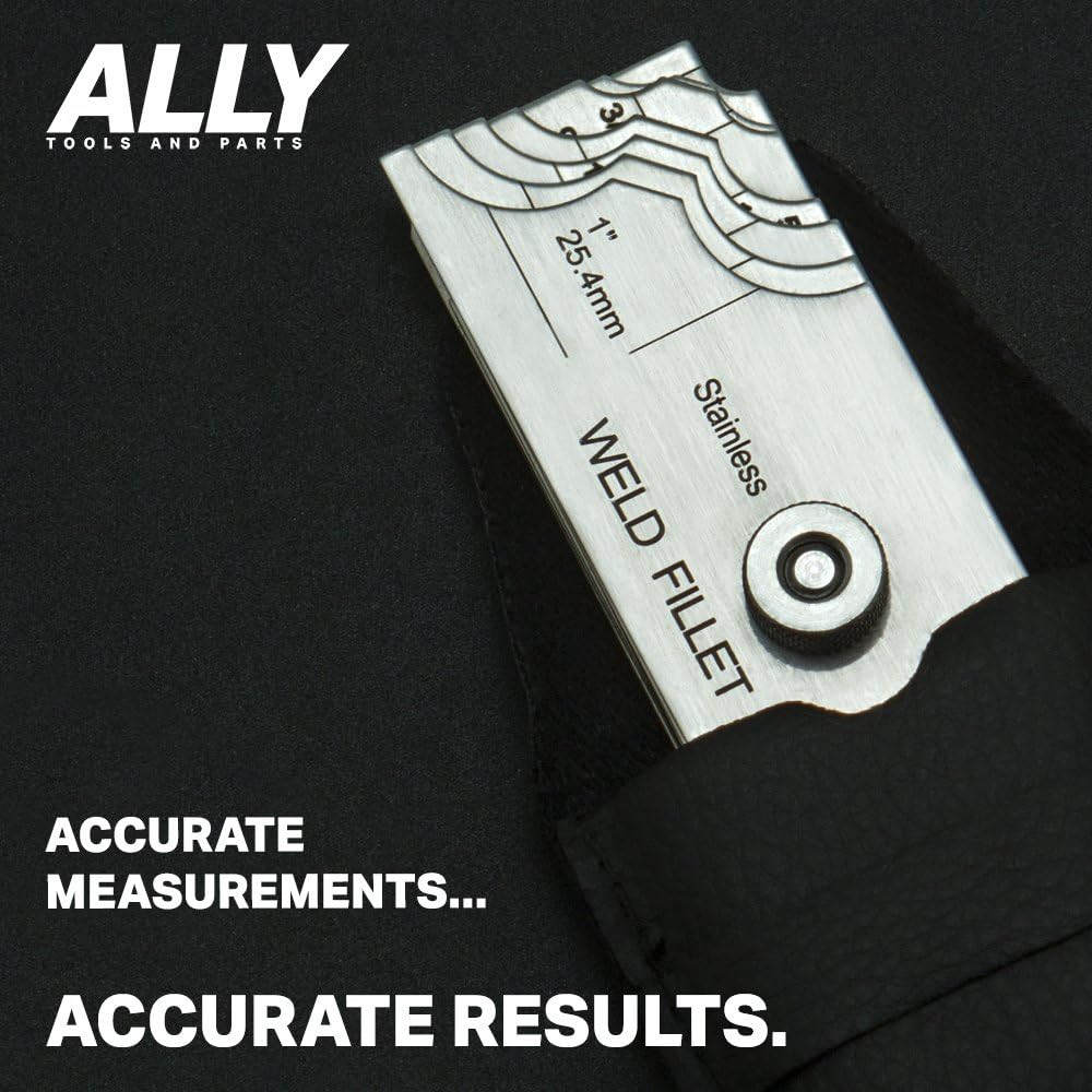 Ally Tools 7 Piece Fillet Welding Inspection Gauge Set Includes Leather Case - (