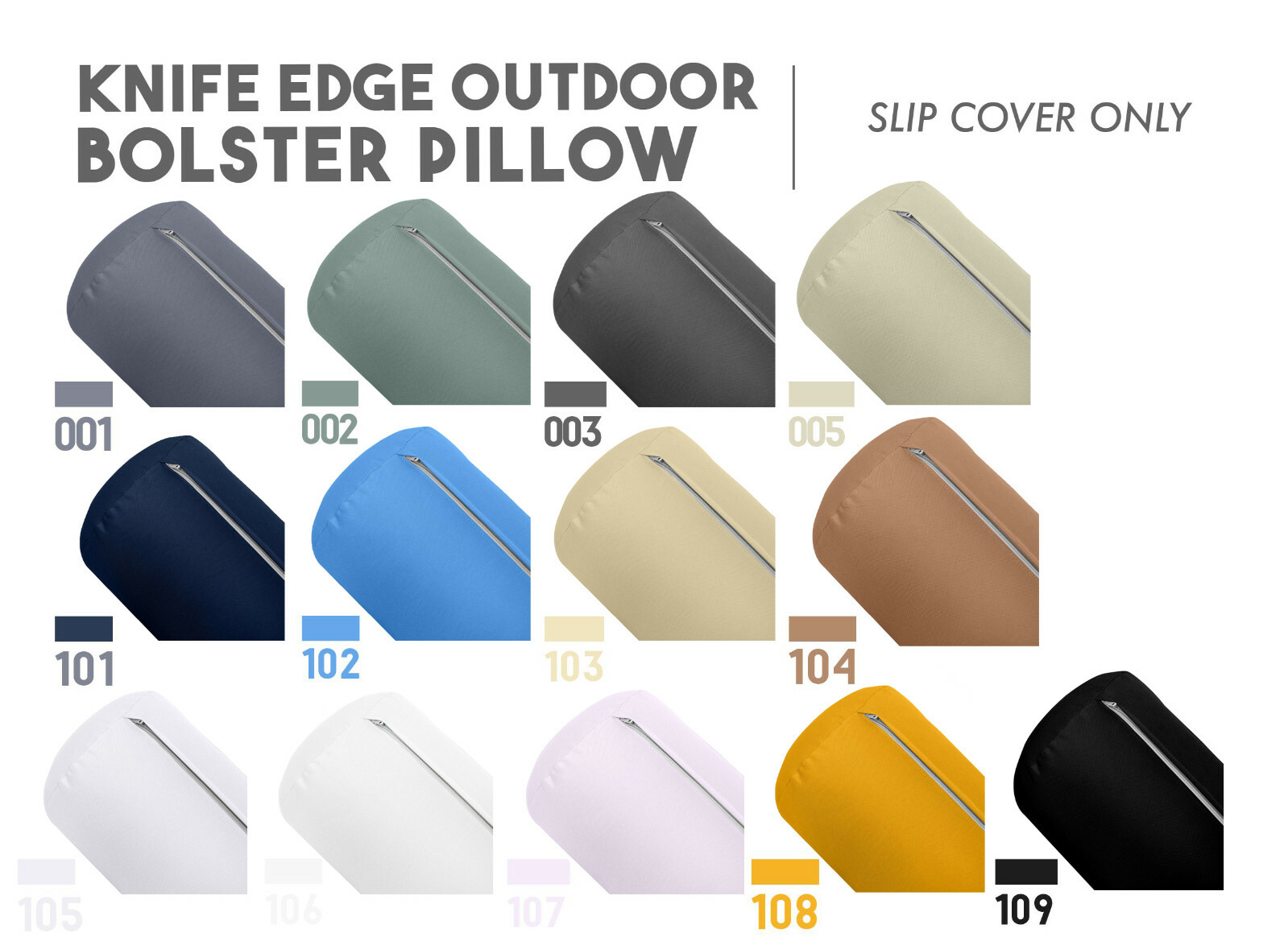 COVER ONLY - Outdoor Knife Edge Small/Medium/Large Bolster Pillow Slipcover