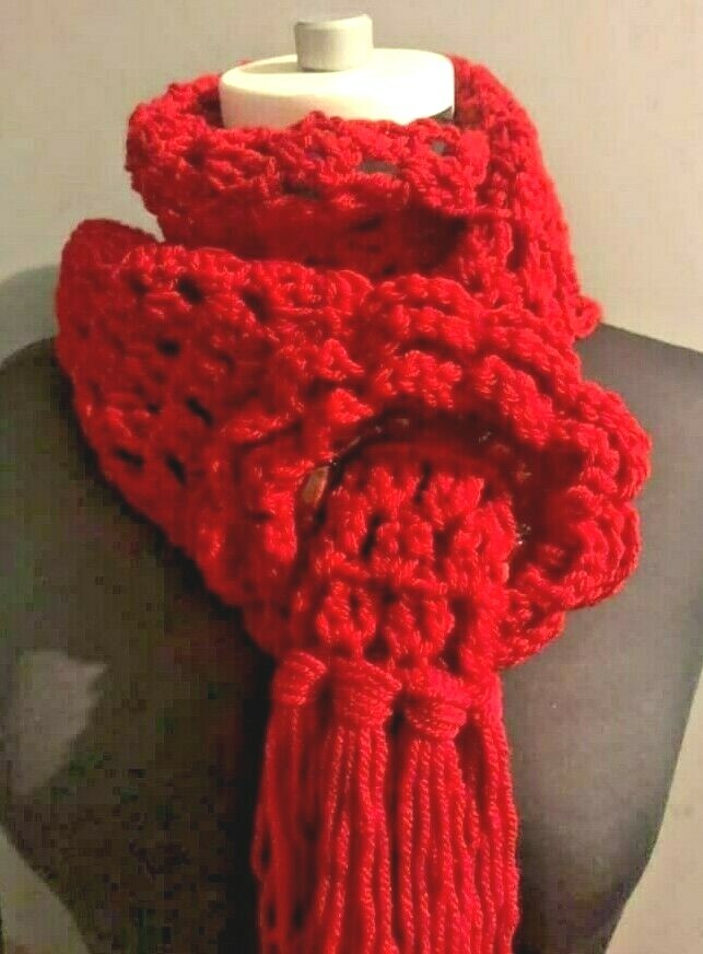 Fashionable Style Red Hand Made Scarf