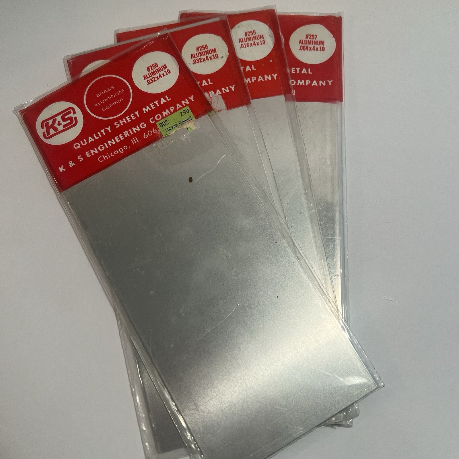 Lot of 4 Packs K&S 1-#257, 2- #256, 1-#255 Aluminum Metal Sheets 4 x 10 NIP