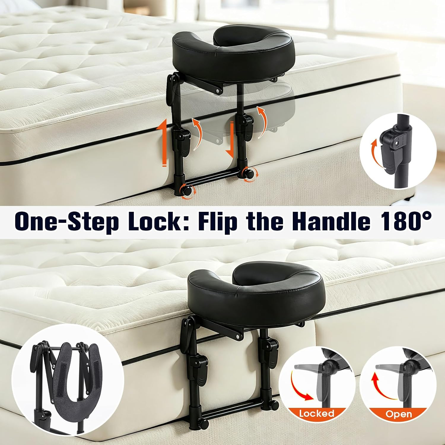 Adjustable Foldable Massage Headrest for Bed with Storage Bag - Home SPA Essenti