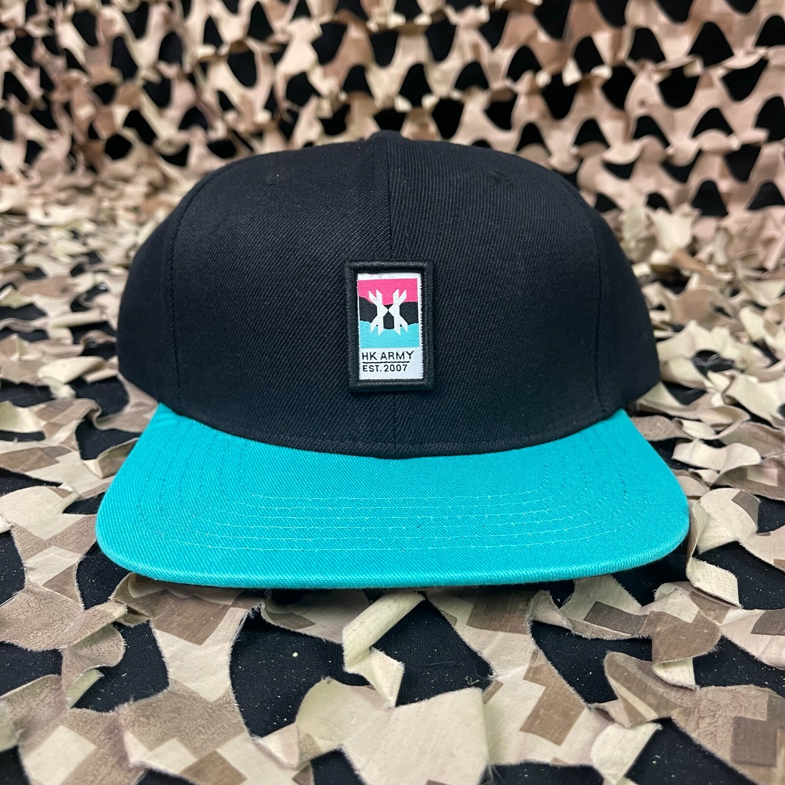 NEW HK Army Snap Back Wavy Hat - Black/Teal