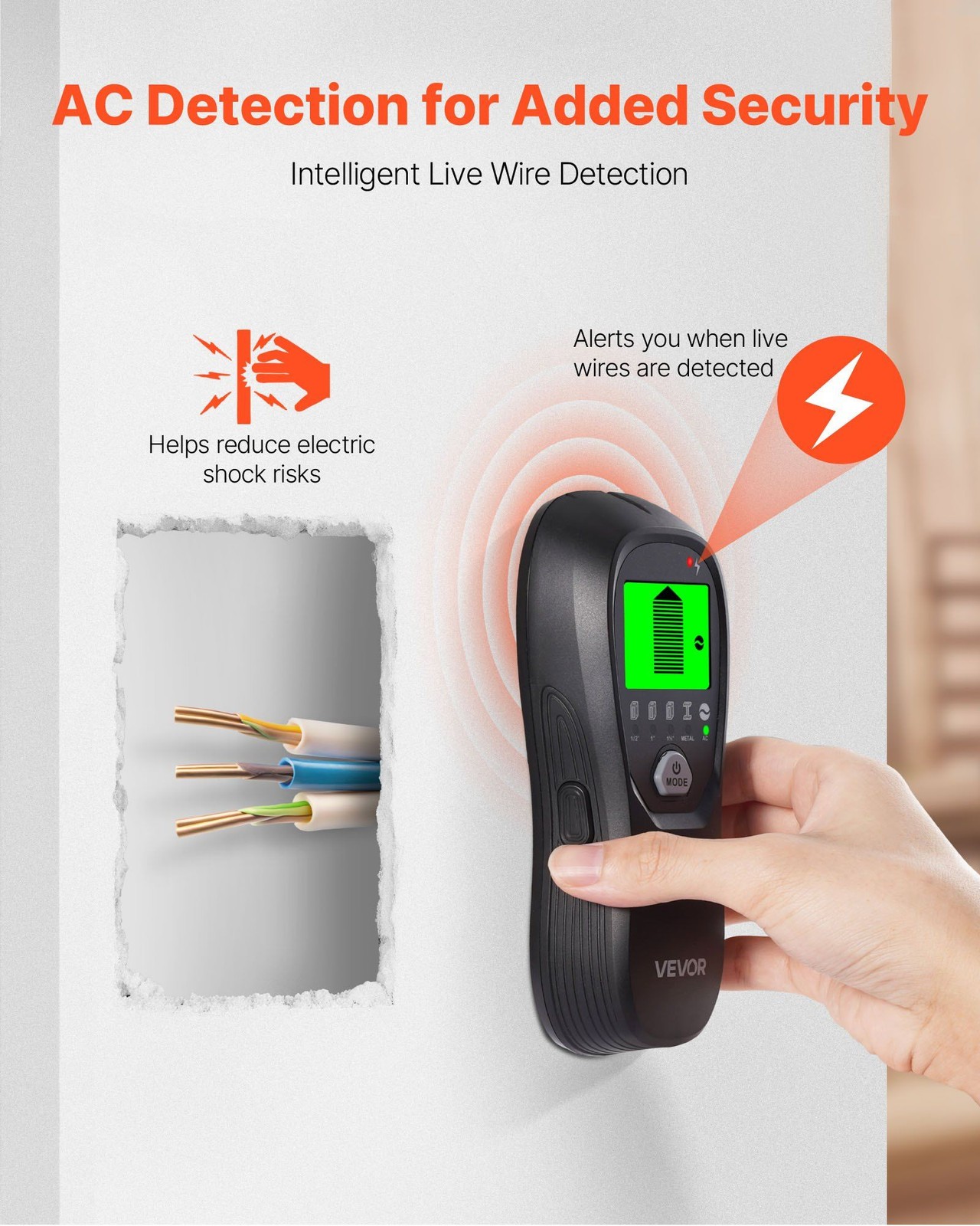 Universal Stud Finder for Drywall, Plaster, Wood with Smart Detection Modes