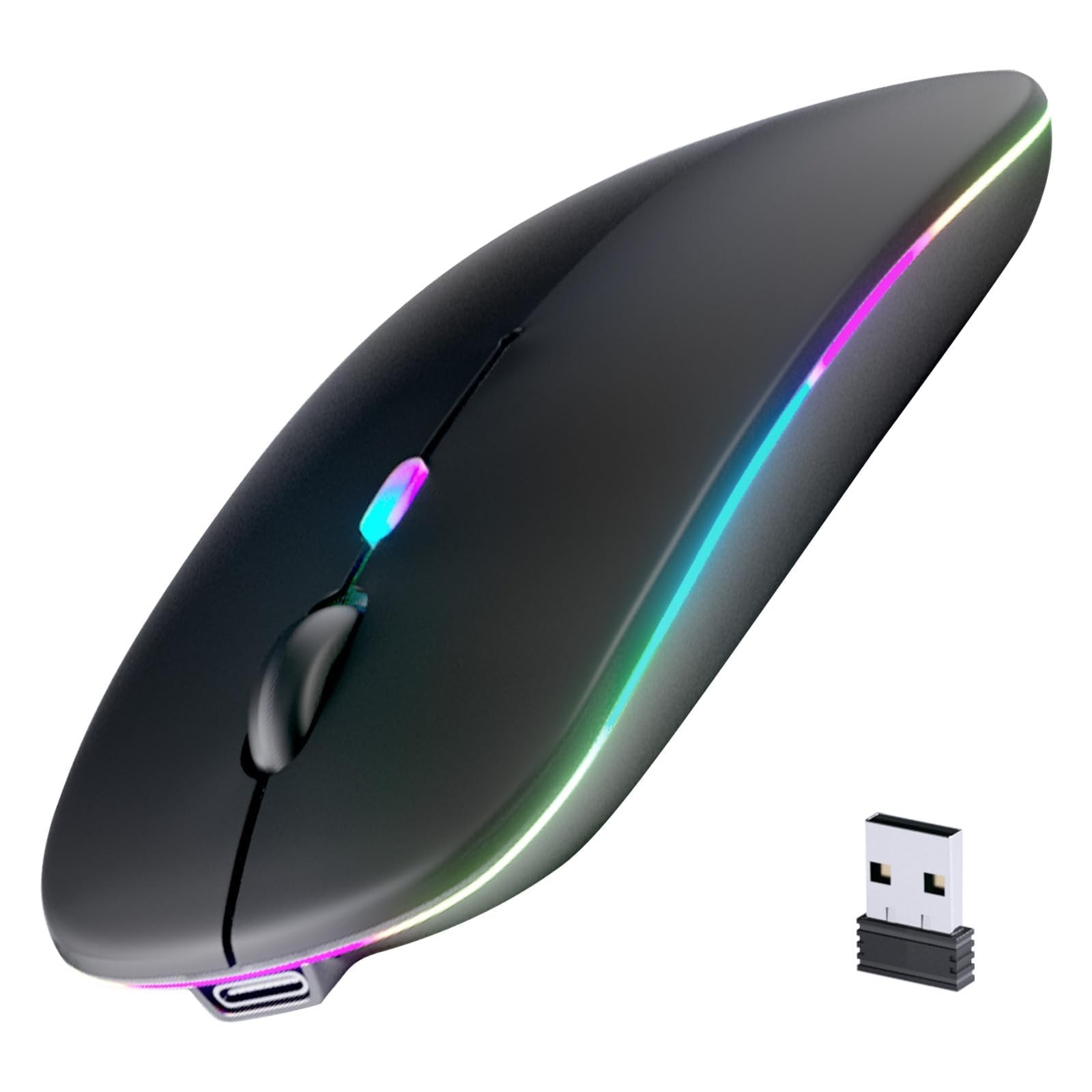 Wireless Bluetooth Mouse, Rechargeable, LED, Silent, Ultrathin Design Bluetoo...