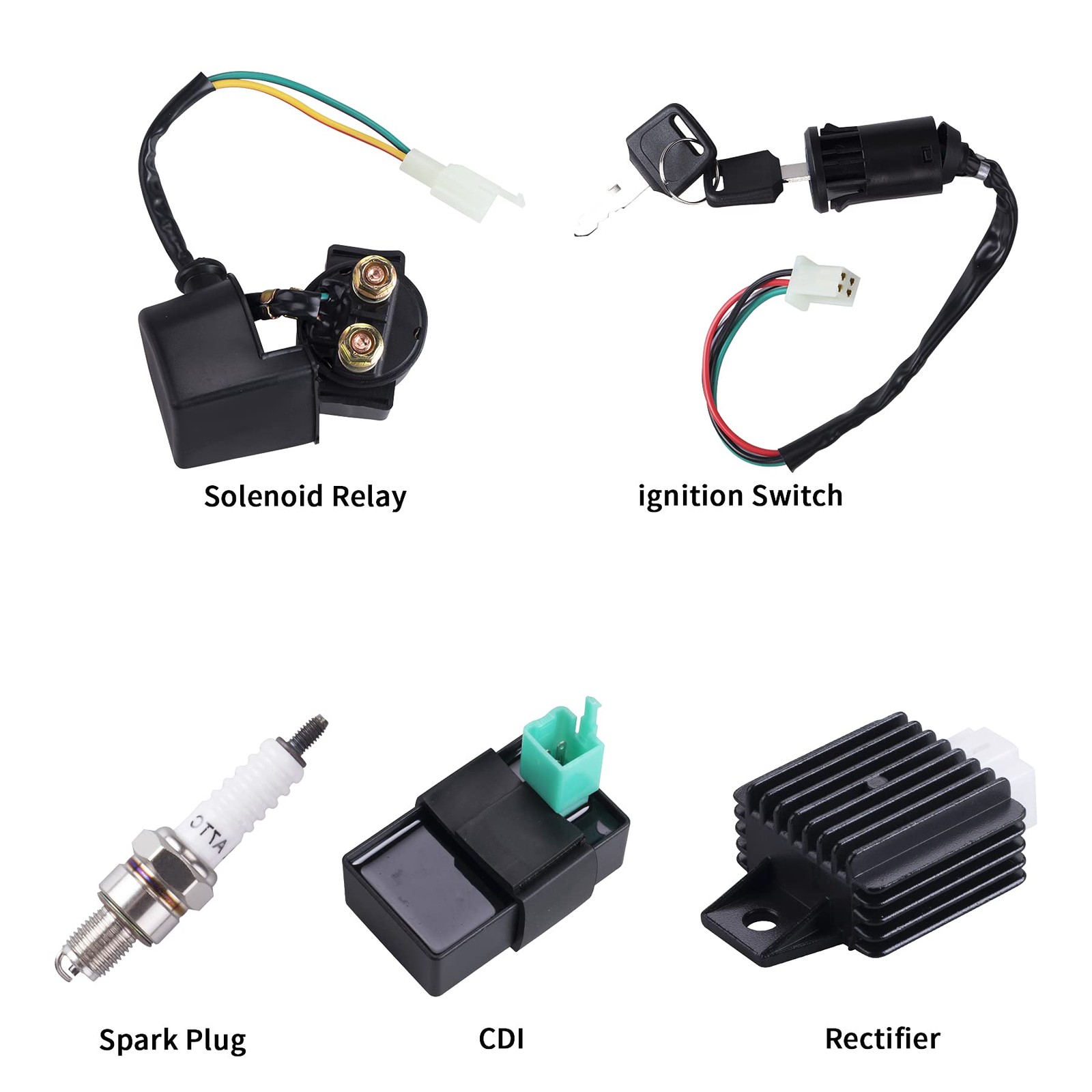Wiring Harness Coil Stator Relay CDI Spark Plug for 50cc-125cc ATVs
