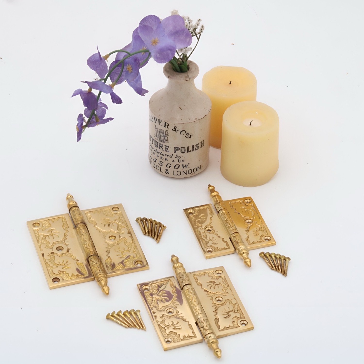 Victorian Polished Brass Door Hinge 3 Inch