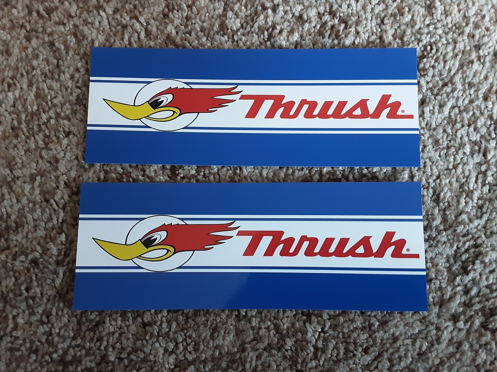 2 Vintage Style Thrush Exhaust Racing Decals Stickers NHRA Hot Rat Rod Rat Rod