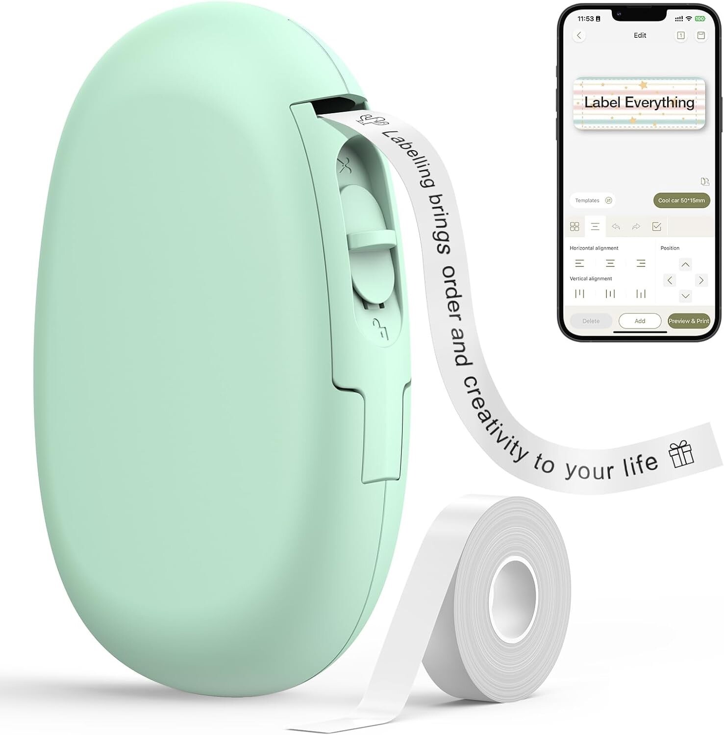 E10 Bluetooth Label Maker Machine , Continuous Waterproof Label (Without Tape)