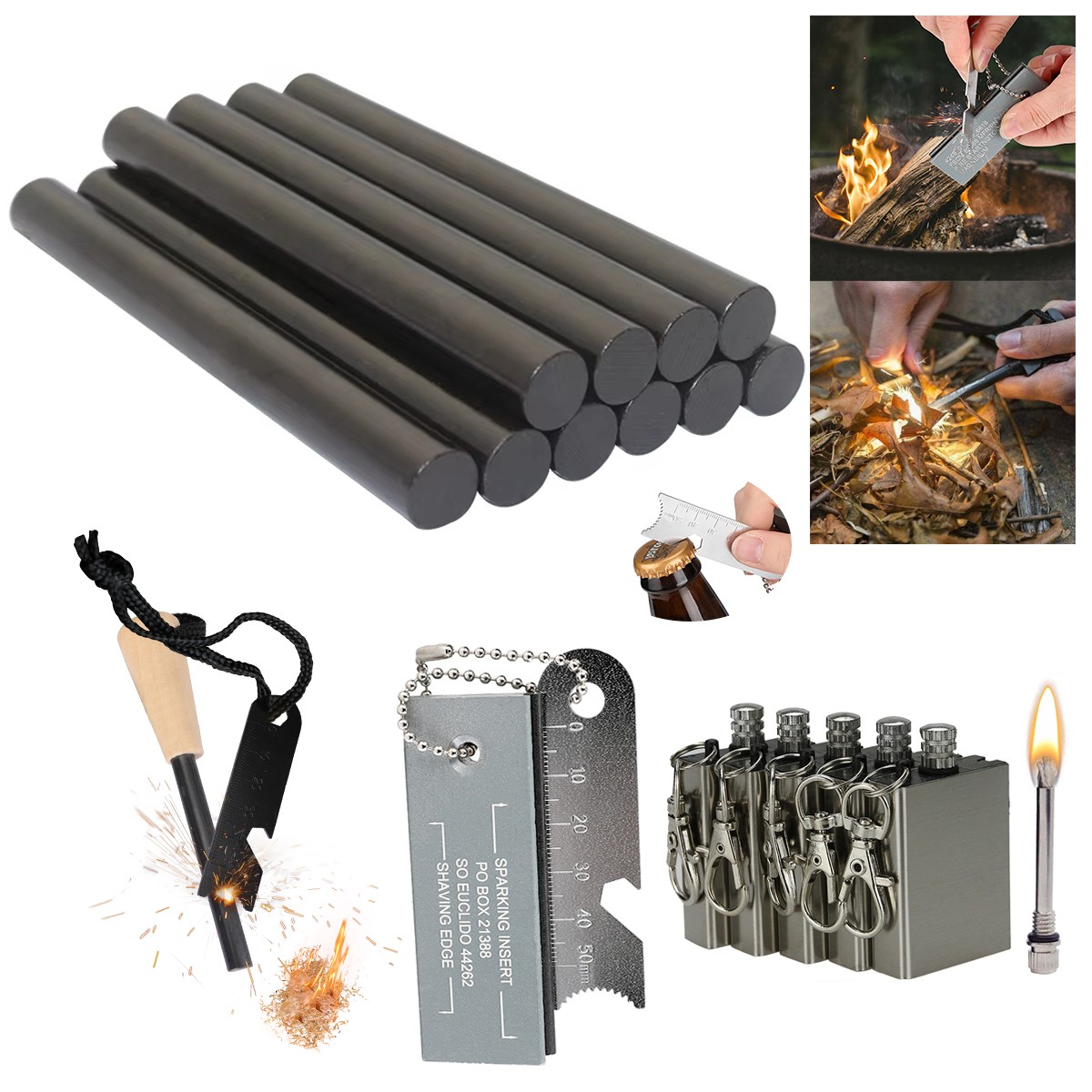 Ferrocerium Rod Magnesium Fire Stick Camping Hiking Emergency Fire Maker New