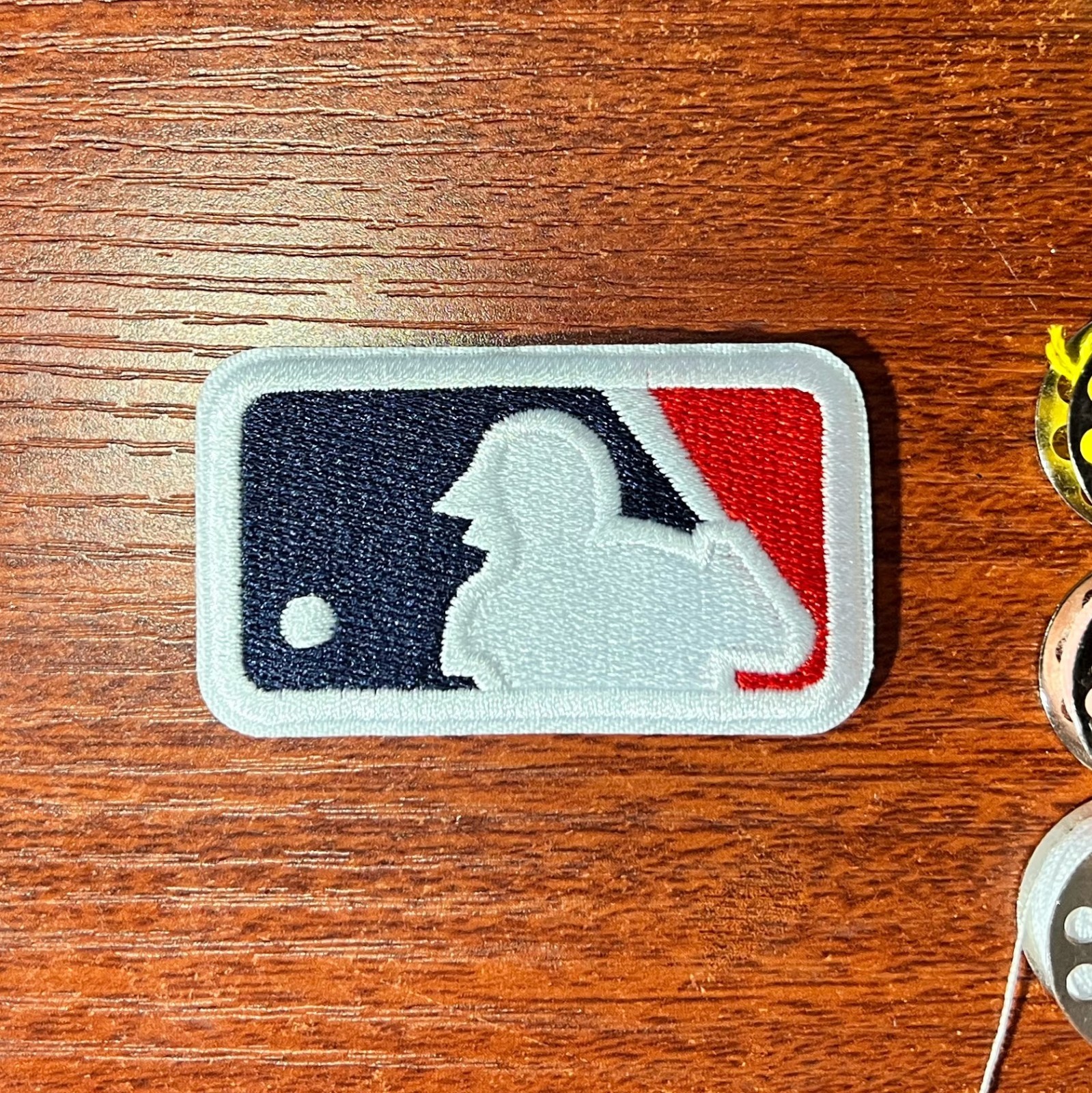 MLB Baseball Logo Patch Red White Blue Batterman Embroidered Iron On 2.25x1.25"