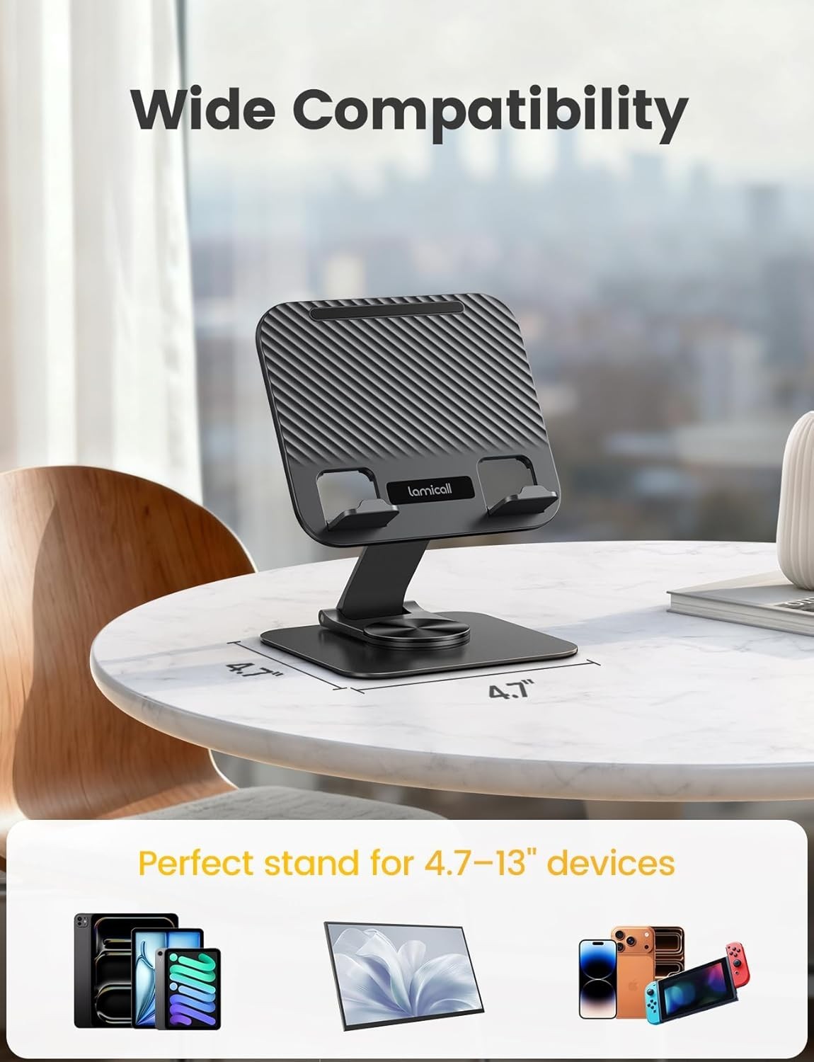 Adjustable iPad Stand for Desk - [Ultra-Slim Foldable][360°Rotation] Tablet S...