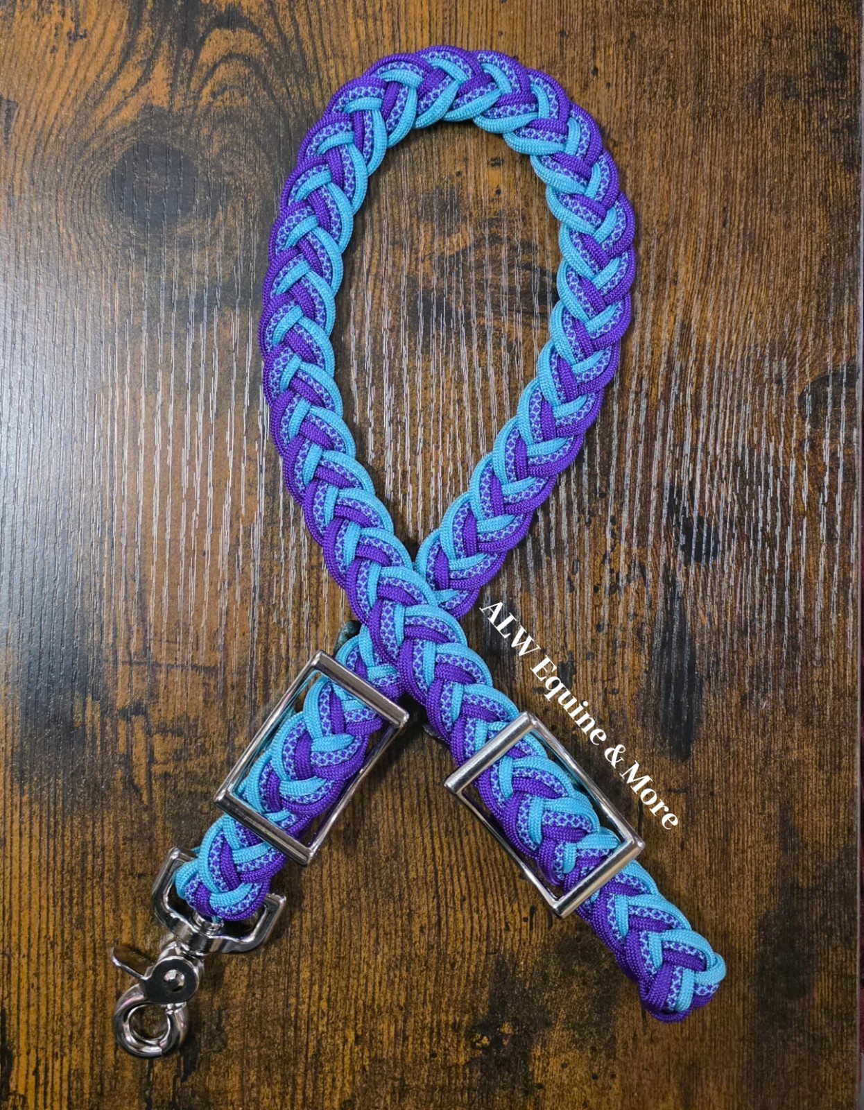 BRAND NEW Purple & Turquoise Paracord Wither Strap By ALW Equine