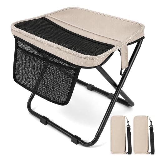 Collapsible Stool 2 Pack, Portable Folding Camping Stool with Large Fabric