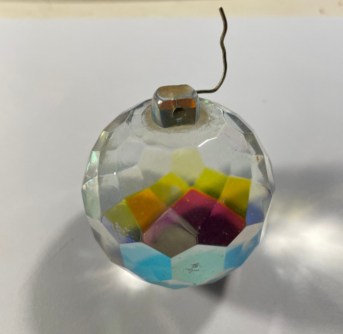 Vintage Iridescent Globe Crystal Prisms - From a Chandelier Lamp - 2" Diameter