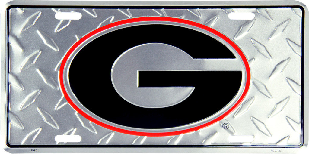 Georgia BullDogs Bull Dogs Diamond Football 6"x12" Aluminum License Plate Tag