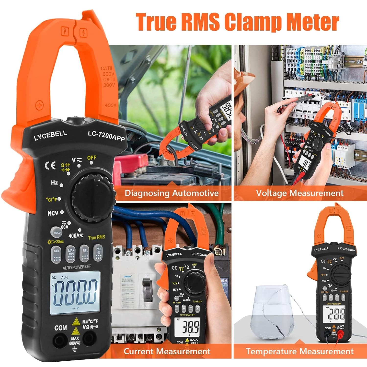 6000 Counts Clamp Meter & Bluetooth, Digital AC DC Voltage Current Amp Ohm