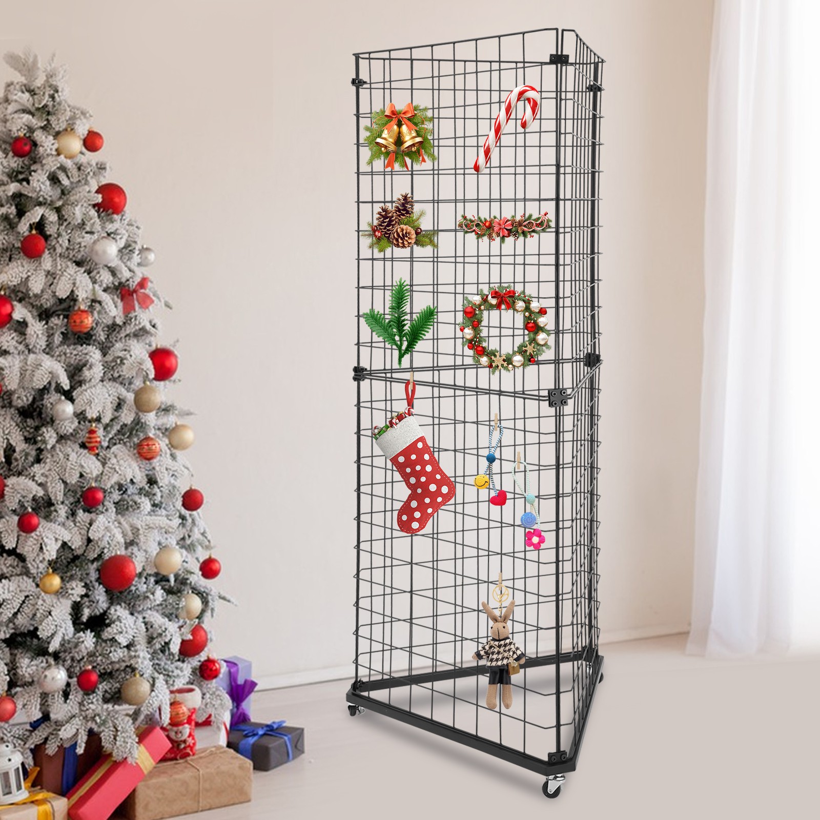 6' x 2' Triangle Display Stand Wire Grid Panel Tower  Wire Grid Display Rack w/