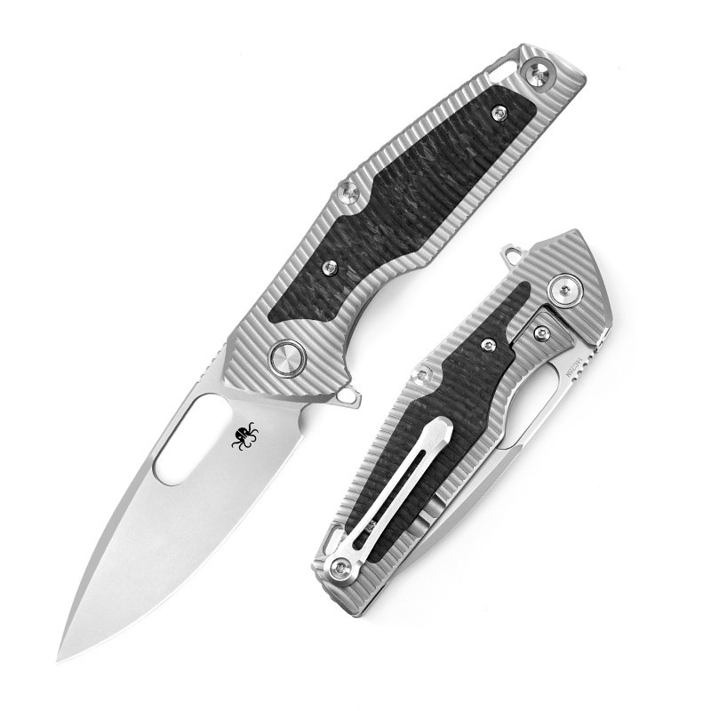 KLAKEN B06-SIGURD EDC Outdoor Folder 14C28N Blade With Titanium & CF Handle