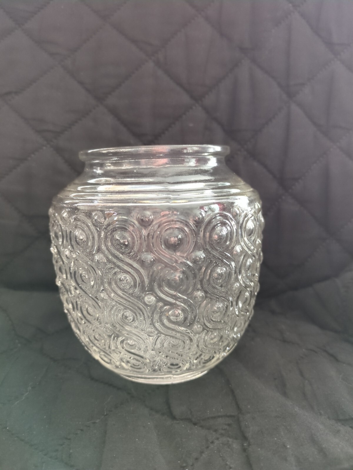Vintage  Clear Glass Globe Shade For Light Fixtures. Swirl Design. 5in.