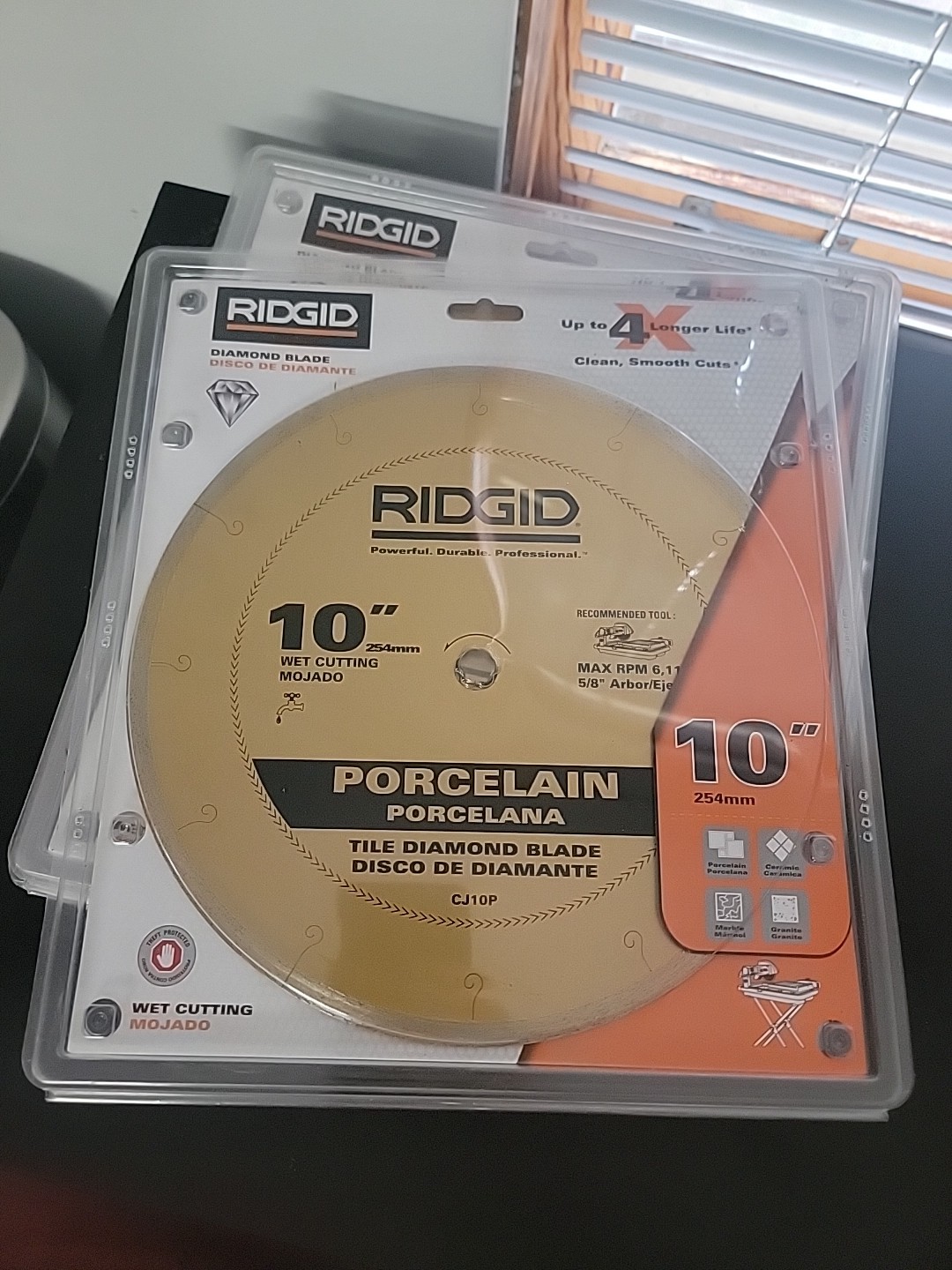 New Ridgid Porcelain Diamond Tile Wet Saw Blade Gold 10 inch - Model CJ10P