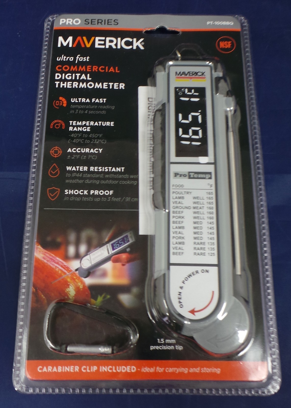 Maverick PT-100BBQ Commercial Ultra Fast Thermocouple BBQ Food Thermometer NEW