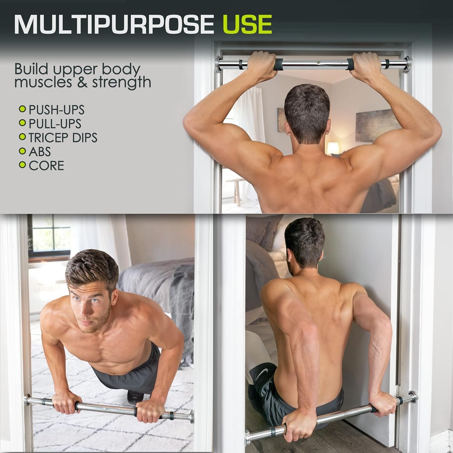 Multi-Purpose Adjustable Pull-Up Bar for Enhanced Upper Body Training at Home
