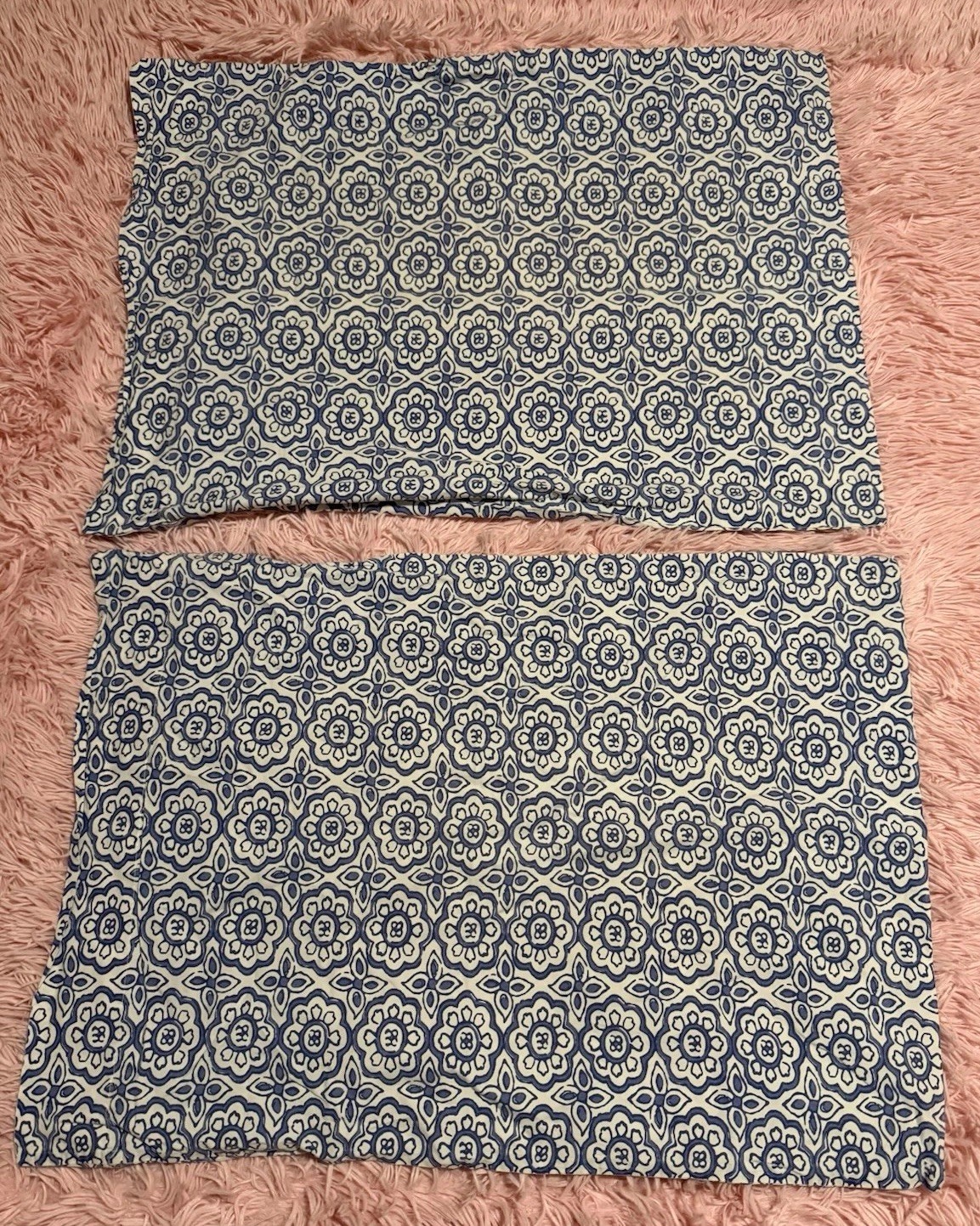 Pottery Barn Teen 2-Standard Pillowcases Blue & White Medallion