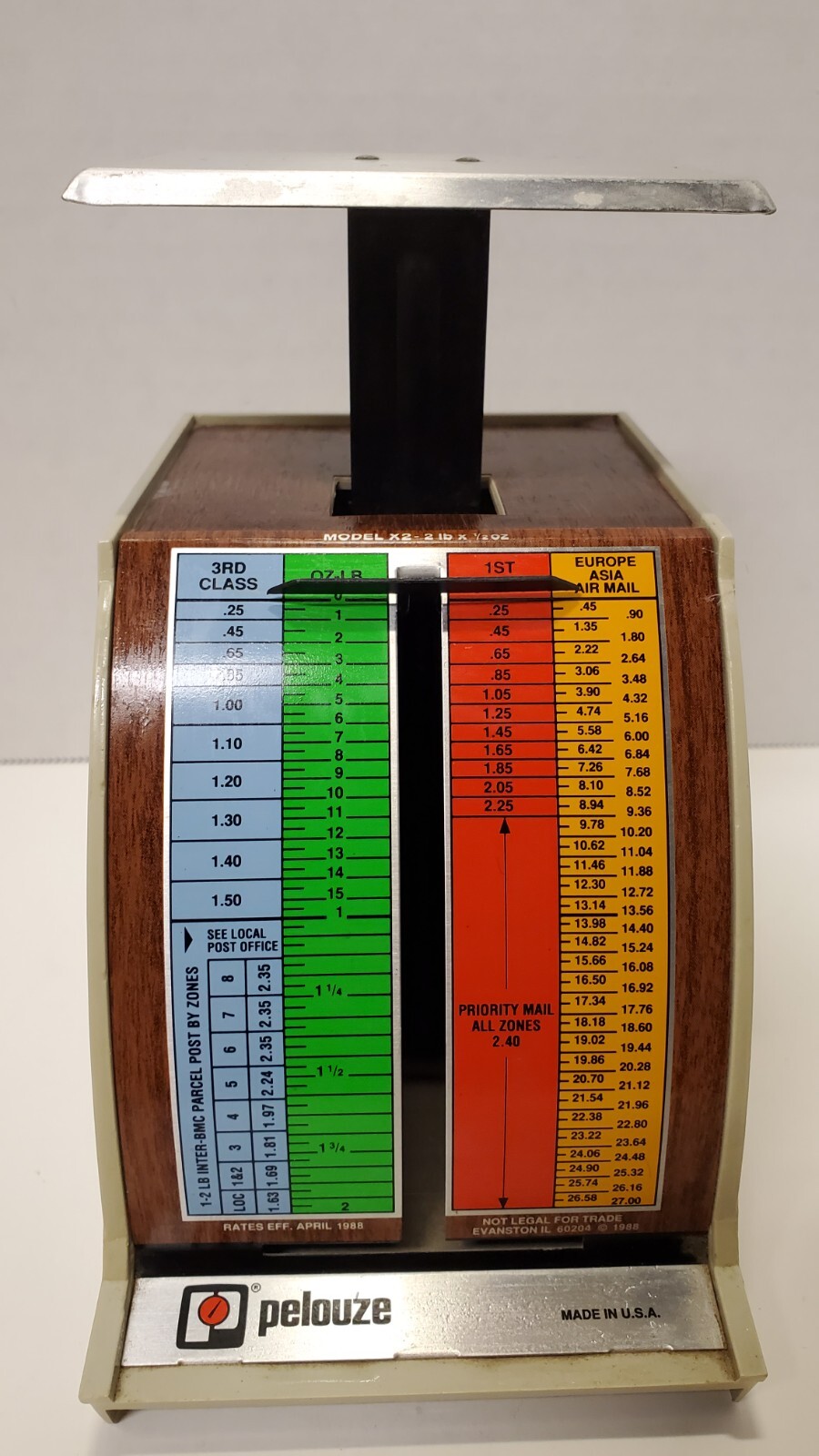 Vintage 1988 Pelouze X2 Mechanical USPS Postal Scale Used Made in USA